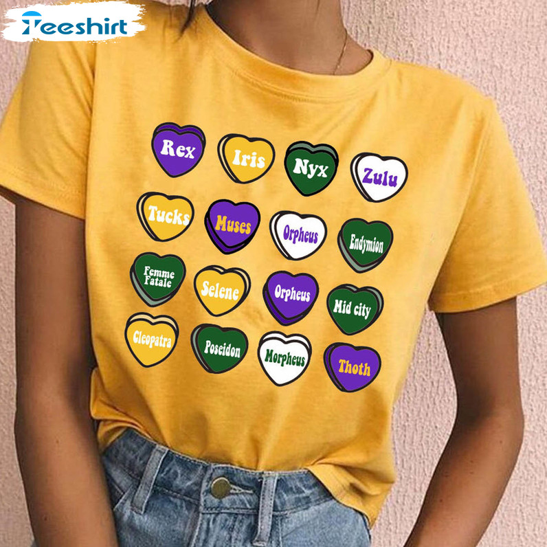 Mardi Gras Conversation Hearts Shirt, Funny Fat Tuesday Long Sleeve Unisex Hoodie