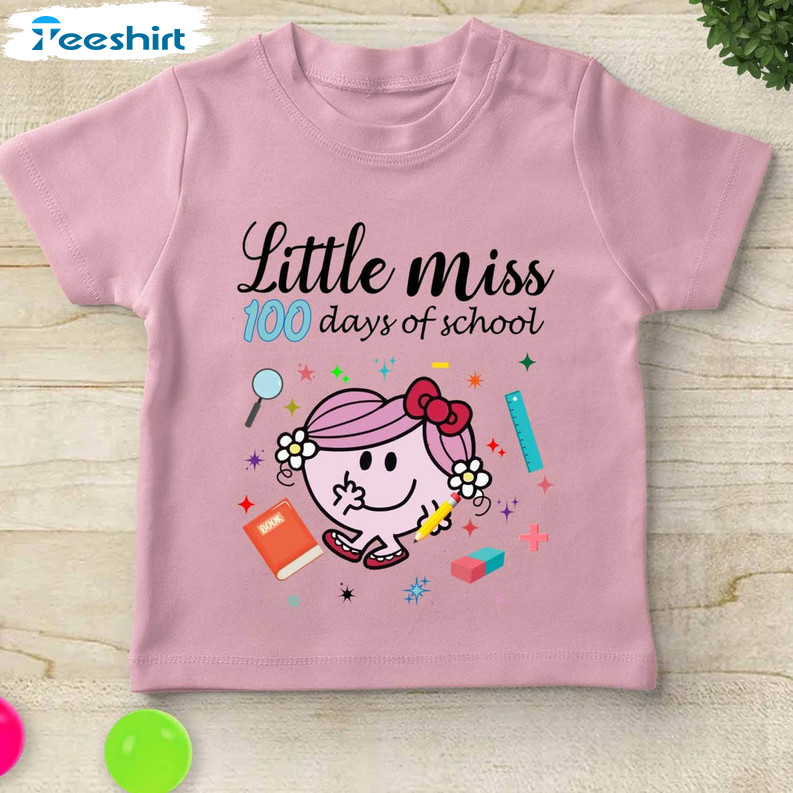 Little Miss 100 Days Of School Shirt, Back To School Cute Long Sleeve Unisex T-shirt