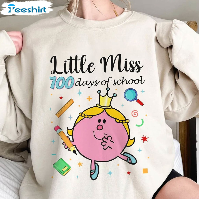 Little Miss 100 Days Of School Shirt, Funny Back To School Long Sleeve Unisex T-shirt