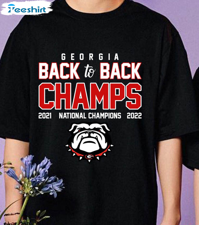 Georgia Back 2 Back Champs Shirt, National Champions Football Short Sleeve Unisex Hoodie