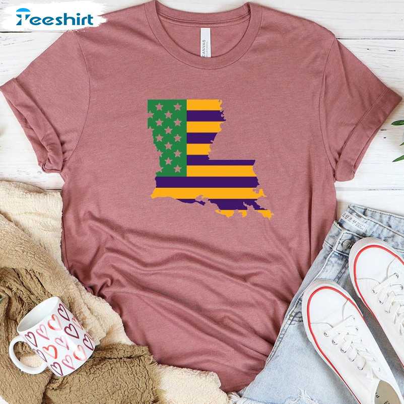 American Flag Mardi Gras Shirt , New Orleans Tee Tops Unisex Hoodie