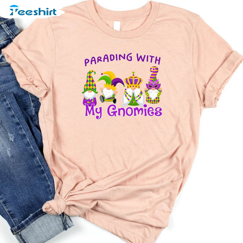 Parading With My Gnomies Funny Shirt, Flower De Luce Long Sleeve Unisex T-shirt