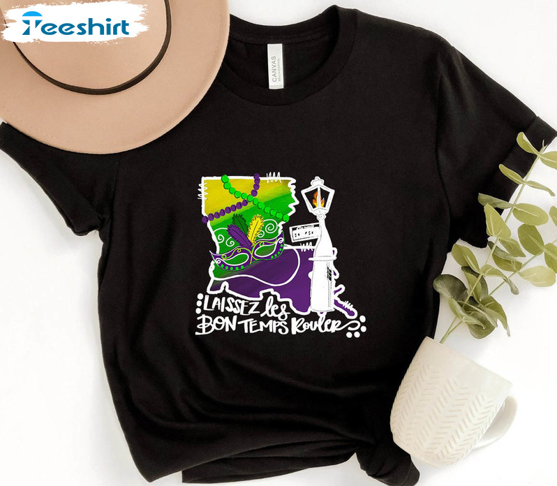 Laissez Les Bon Temps Rouler Vintage Shirt, Mardi Gras Long Sleeve Crewneck