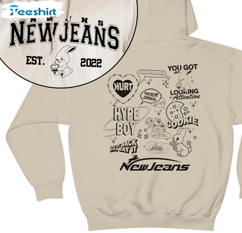 Newjeans Track List Album Shirt, Newjeans Omg Short Sleeve Crewneck