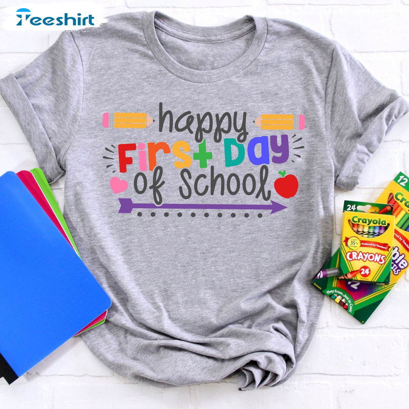 Happy First Day Of School Shirt, Teacher Life Funny Back To School Tee Tops Unisex Hoodie