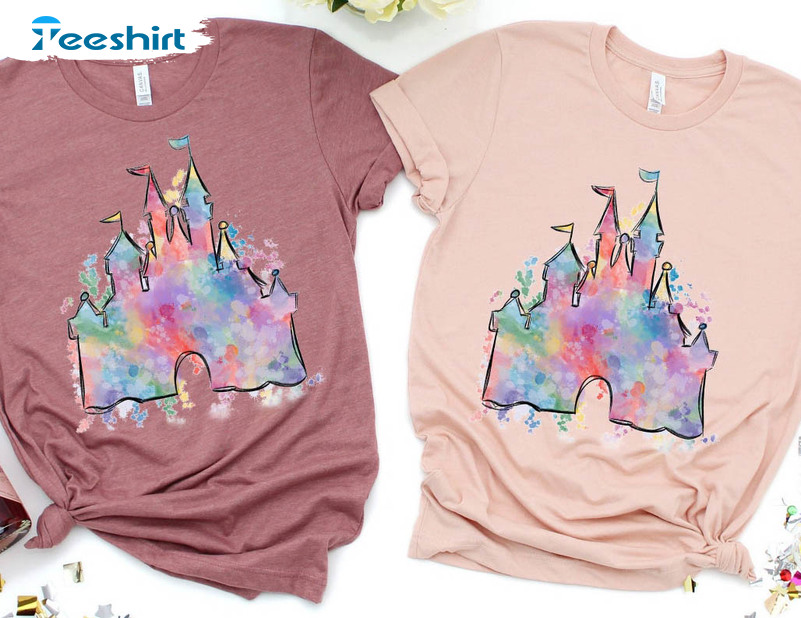 Watercolor Castle Trendy Shirt, Wizard Castle Unisex Hoodie Crewneck