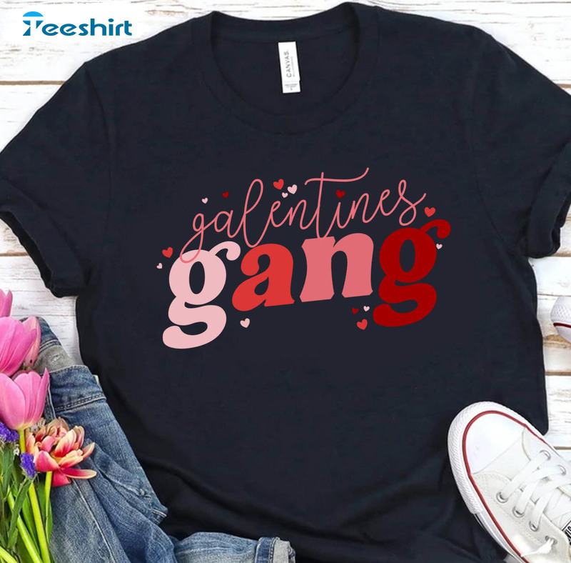 Galentines Gang Vintage Shirt, Valentines Day Long Sleeve Tee Tops