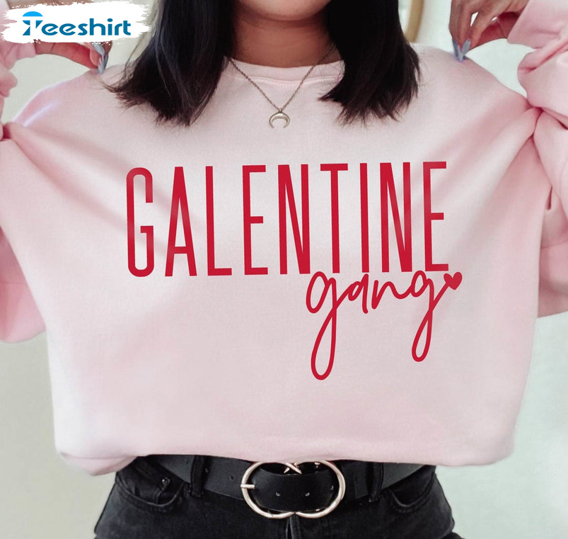 Galentines Gang Sweatshirt, Funny Valentine Vintage Unisex Hoodie Crewneck