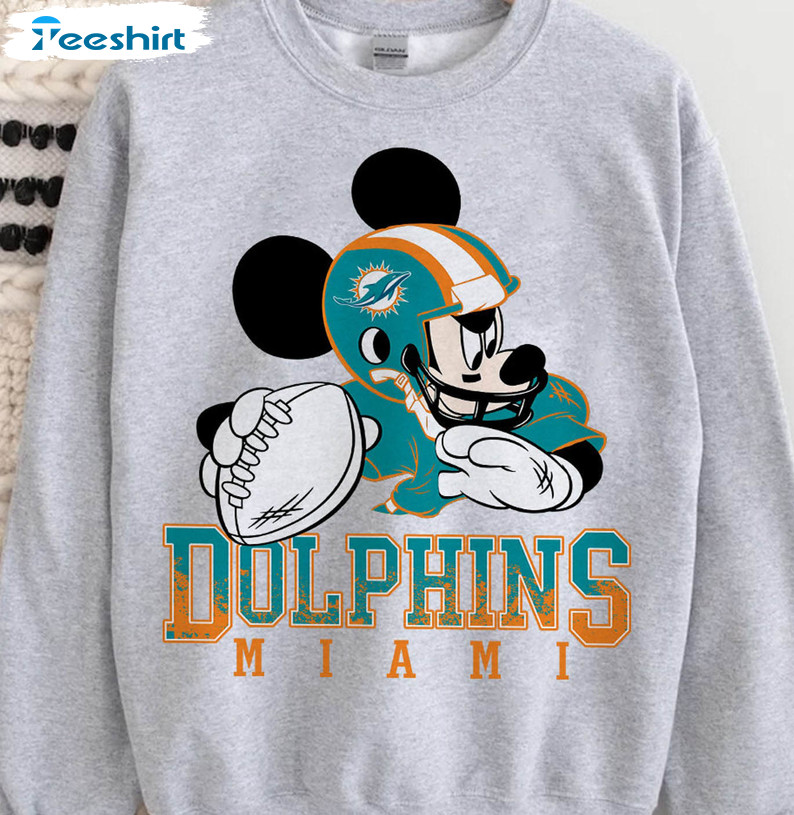 Miami Dolphins Football Shirt, Vintage Disney Dolphins Tee Tops Short Sleeve
