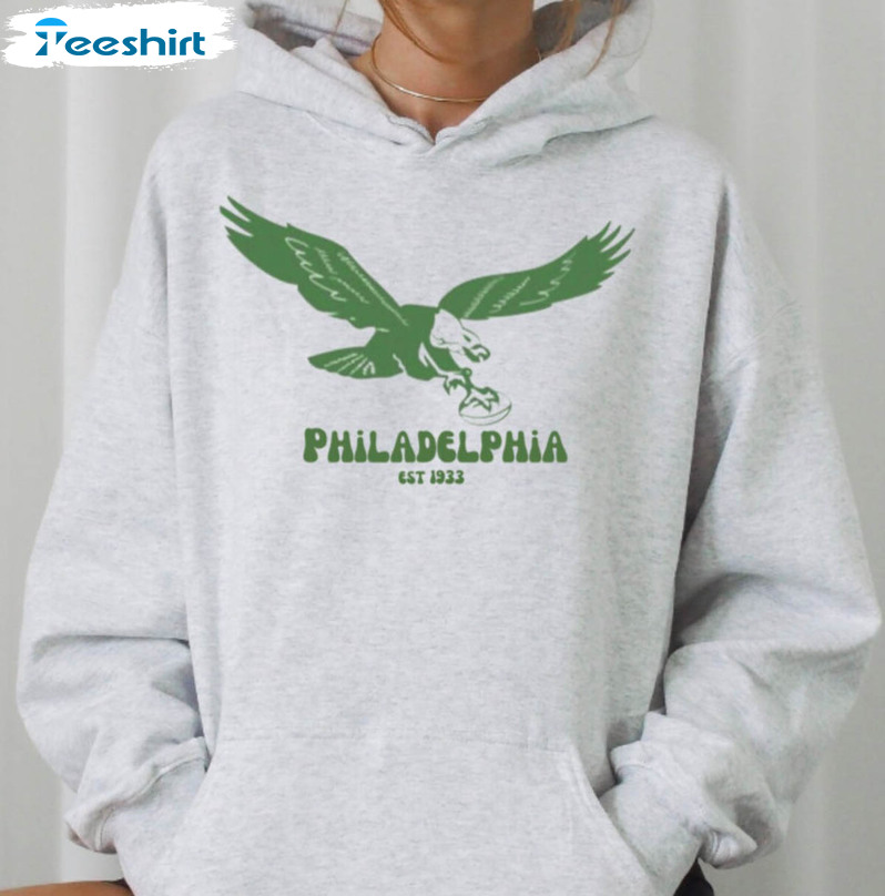 Vintage Style Eagle Sweatshirt, Philadelphia Football Short Sleeve Tee Tops