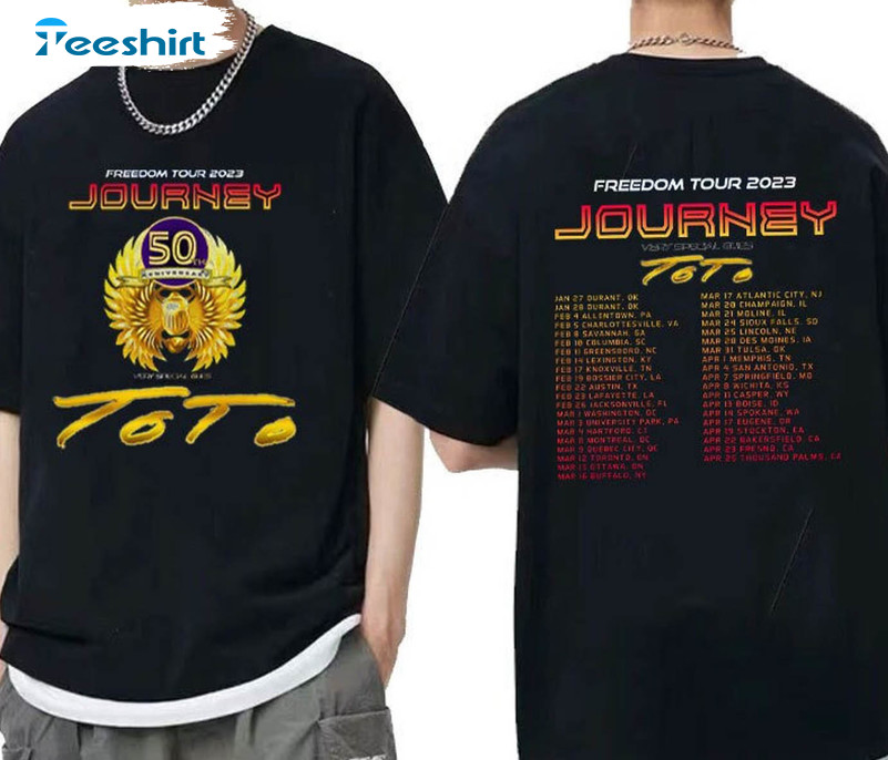 Freedom Tour Journey Shirt, Journey Concert Crewneck Short Sleeve