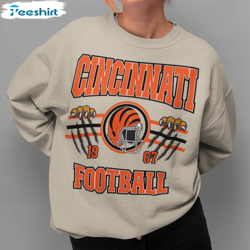 Cincinnati Bengals Football Shirt, Tiger's Claw Short Sleeve Tee Tops