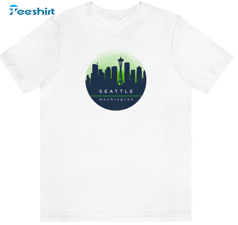 Seattle Skyline Shirt, Seahawks Lover Crewneck Short Sleeve