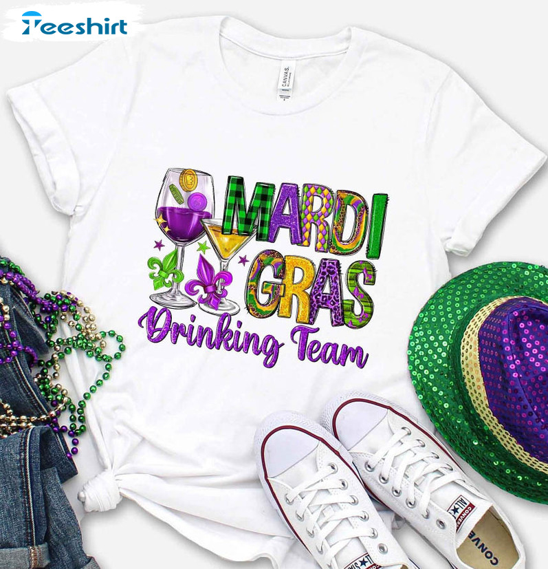 Mardi Gras Drinking Team Trendy Shirt, Mardi Gras Party Long Sleeve Unisex T-shirt