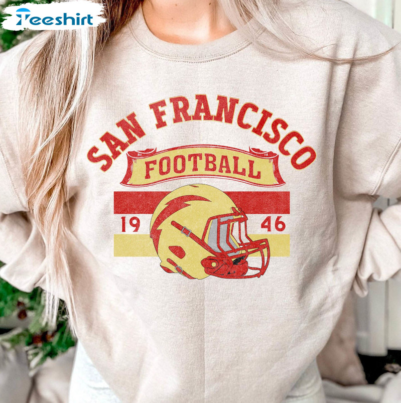 San Francisco Football Trendy Shirt, Vintage San Francisco 49ers Short Sleeve Sweatshirt