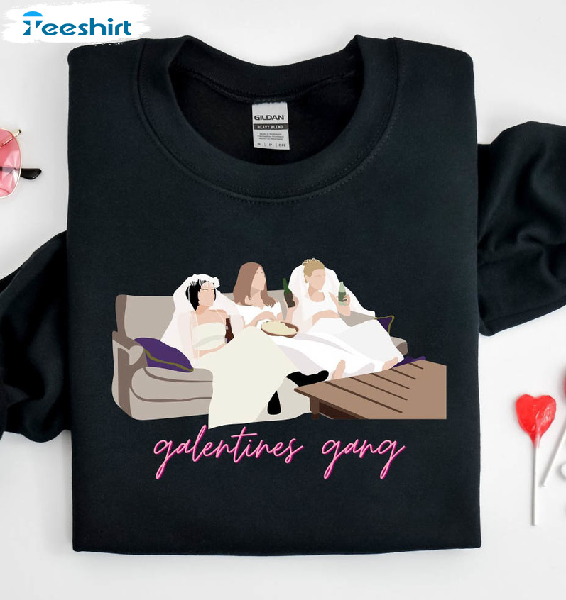 Galentines Gang Funny Shirt, Valentines Day Friends Short Sleeve Sweater