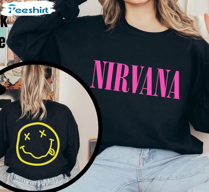 Nirvana Sweatshirt, Nirvana Smile Face Trendy Unisex T-shirt Short Sleeve