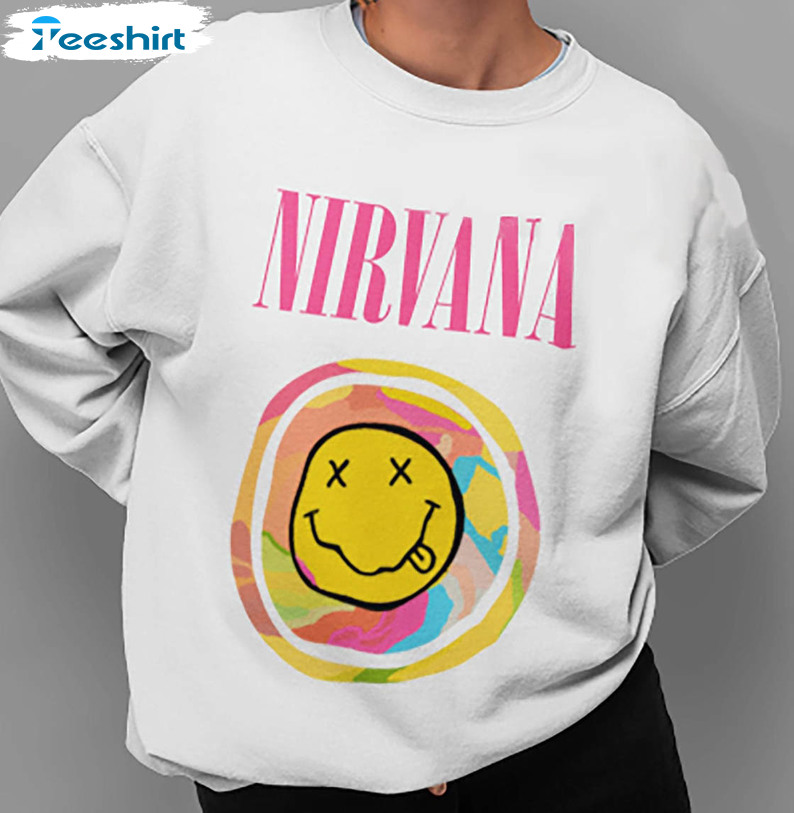Nirvana Smiley Face Shirt, Happy Face Funny Long Sleeve Unisex T-shirt