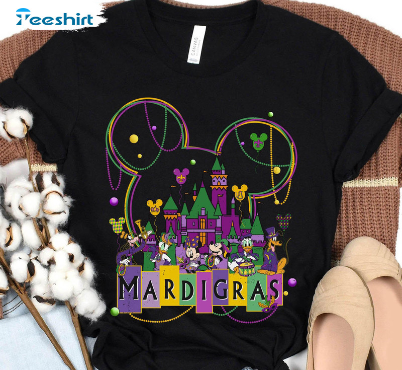 Mickey And Friends Mardi Gras Shirt, New Orleans Fat Tuesday Long Sleeve Sweater