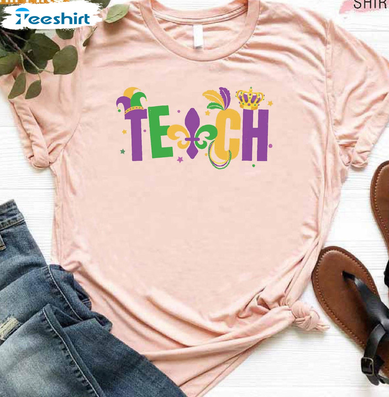 Mardi Gras Teacher Shirt, Mardi Gras Carnival Tee Tops Short Sleeve