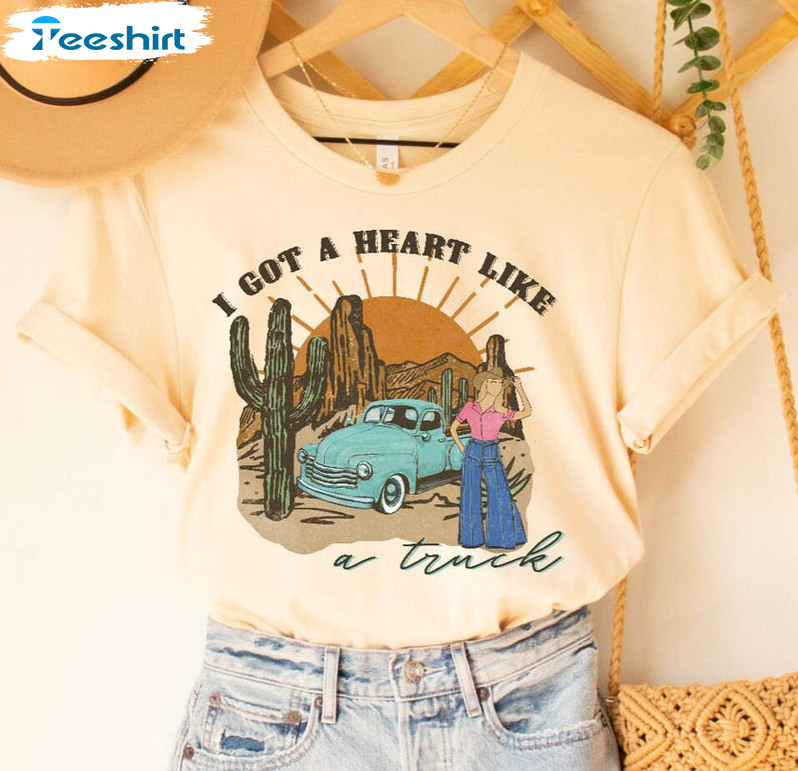 Heart Like A Truck Trendy Shirt, Western Long Sleeve Sweatshirt