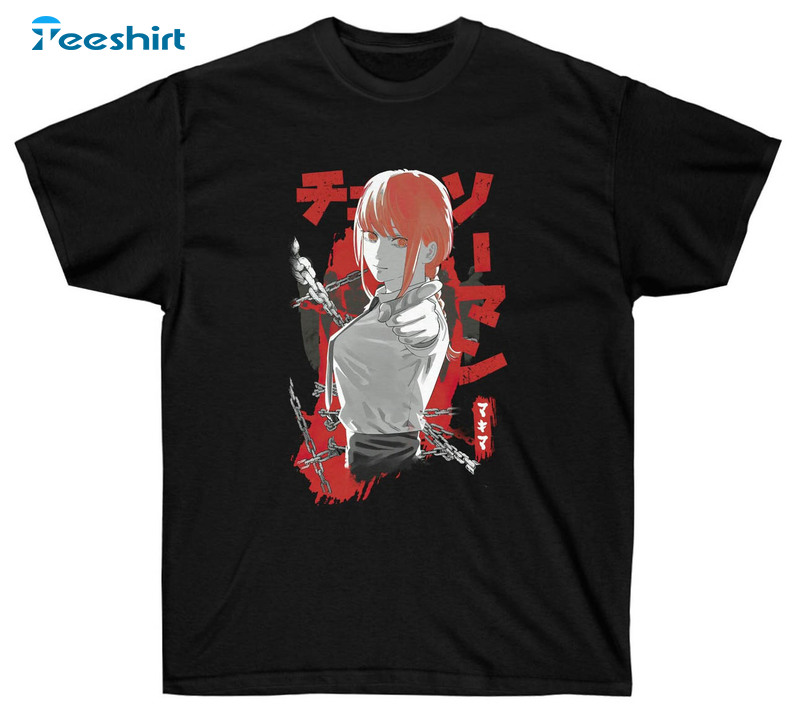 Manga Anime Trendy Shirt, Makima Chainsaw Man Short Sleeve Crewneck