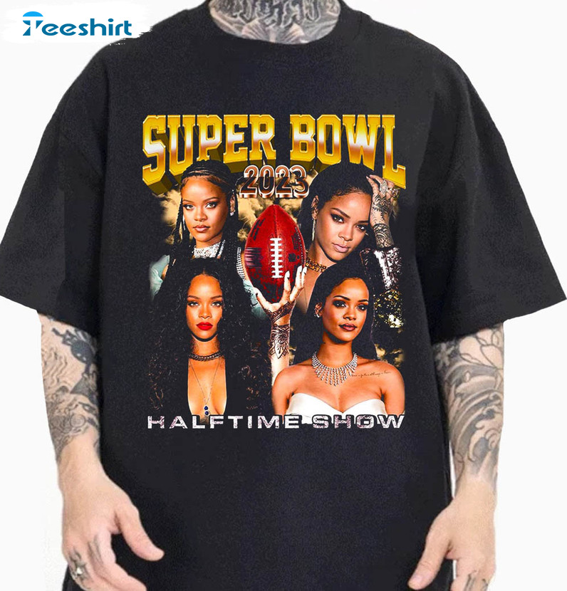 Rihanna Supper Bowl 2023 Shirt, Trending Short Sleeve Crewneck