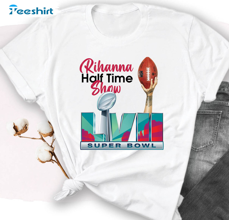 Rihanna Super Bowl Trending Shirt, American Football Game Day Unisex Hoodie Short Sleeve