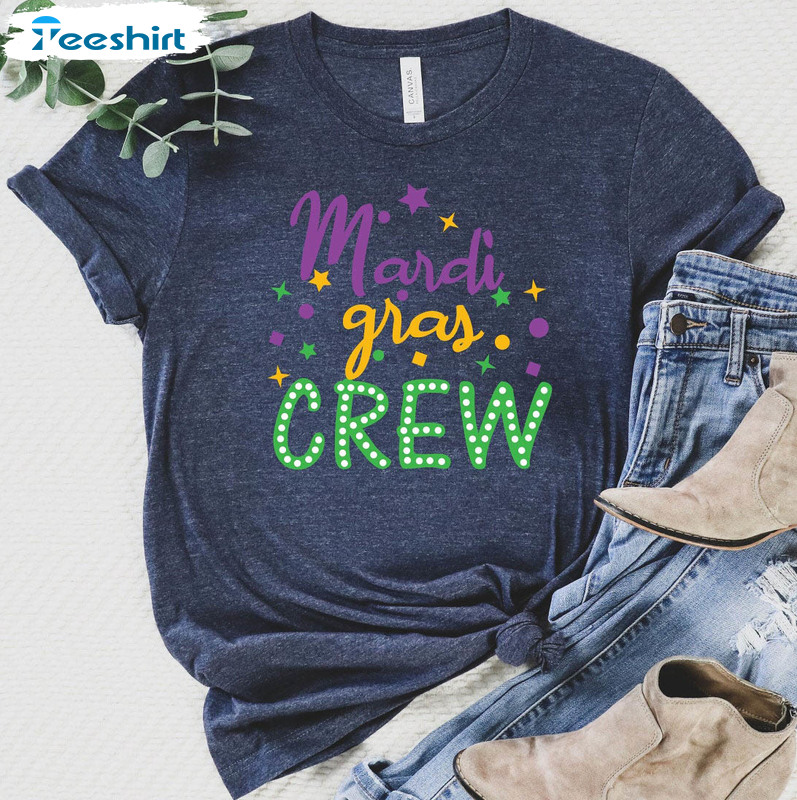 Mardi Gras Crew Trendy Shirt, Fat Tuesday Cute Short Sleeve Sweatshirt