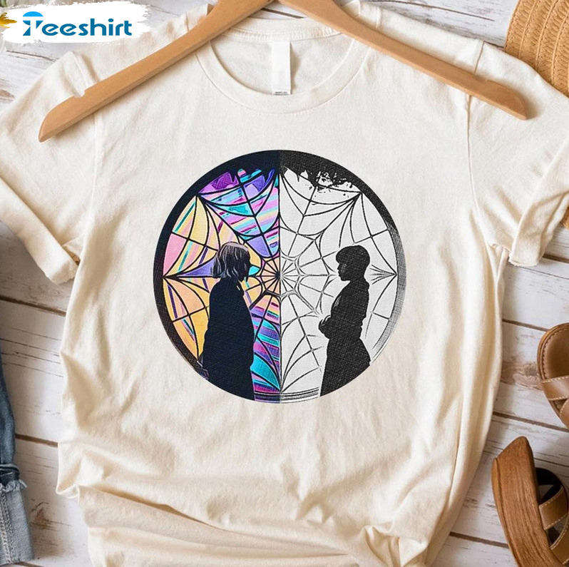 Wednesday And Enid Stained Glass Window Shirt, Trending Movie Unisex T-shirt Long Sleeve