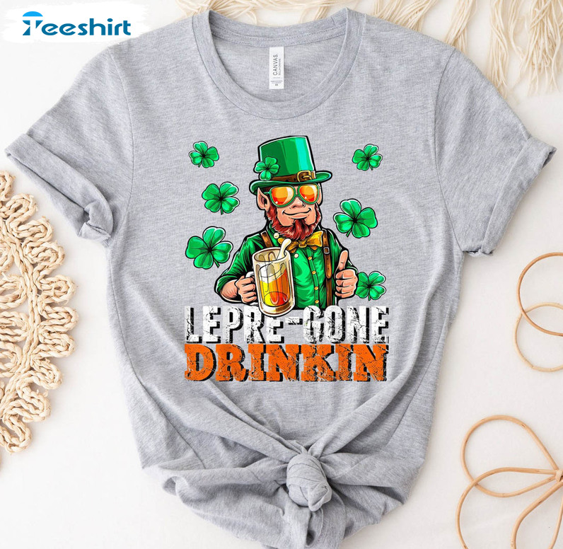 Lepre Gone Drinking Funny Shirt, Lucky Clover Short Sleeve Unisex T-shirt