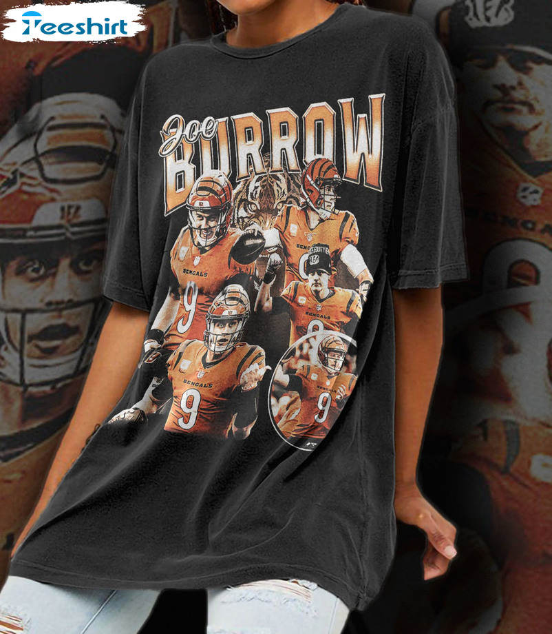 Joe Burrow Bengals 90s Vintage Shirt, Cincinnati Football Unisex Hoodie Short Sleeve