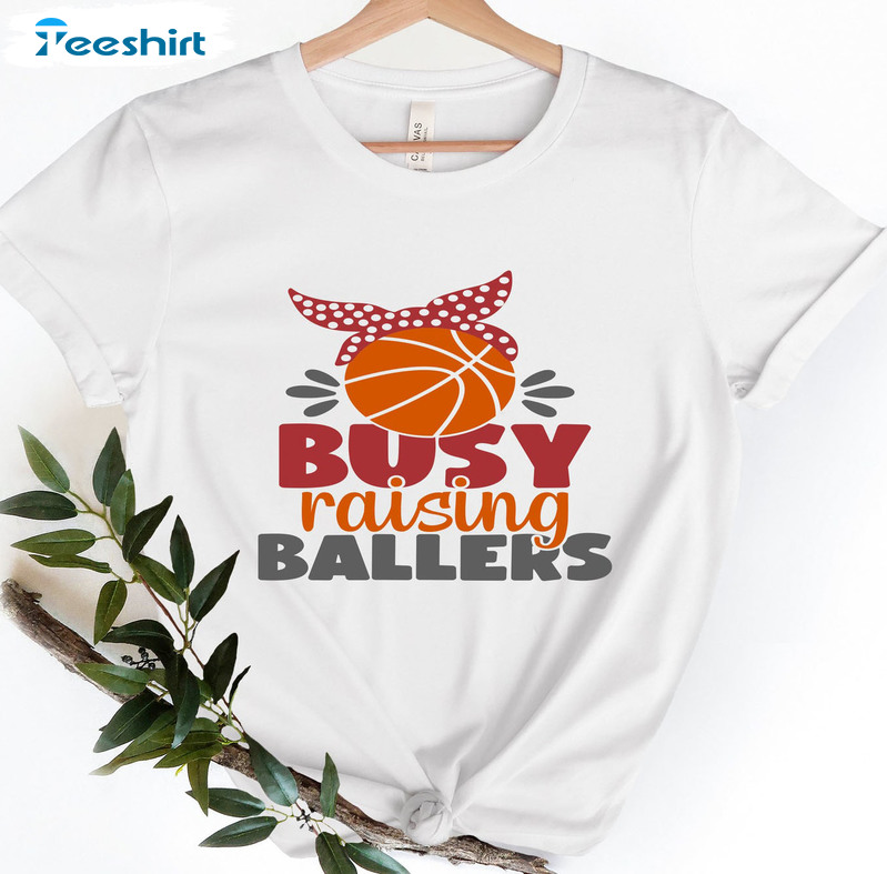 Busy Raising Ballers Shirt, Game Day Long Sleeve Unisex Hoodie