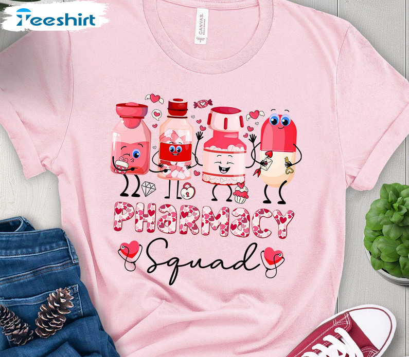 Pharmacy Squad Valentines Day Shirt, Cute Pharmacist Life Crewneck Unisex Hoodie