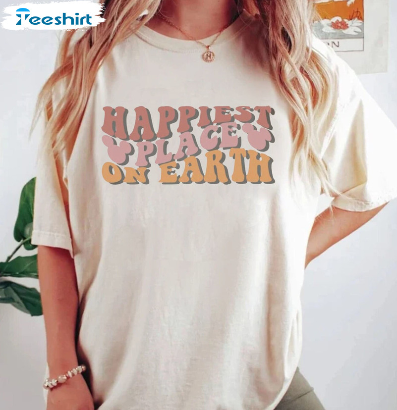 Happiest Place On Earth Shirt, Disney Short Sleeve Unisex Hoodie