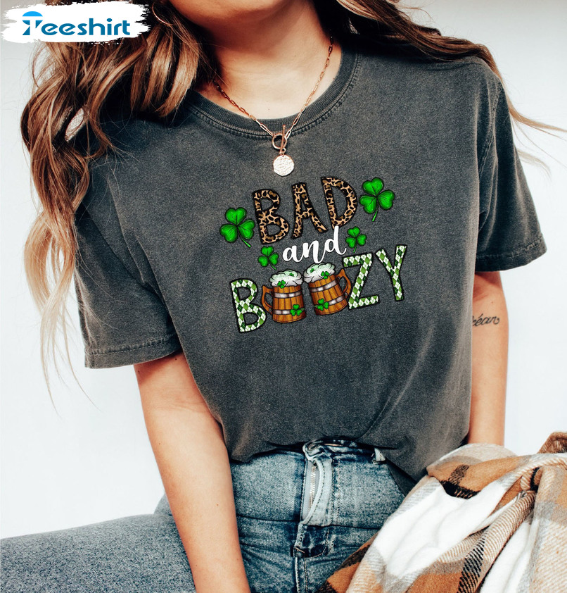 Bad And Boozy St Patricks Day Unisex Hoodie , Long Sleeve
