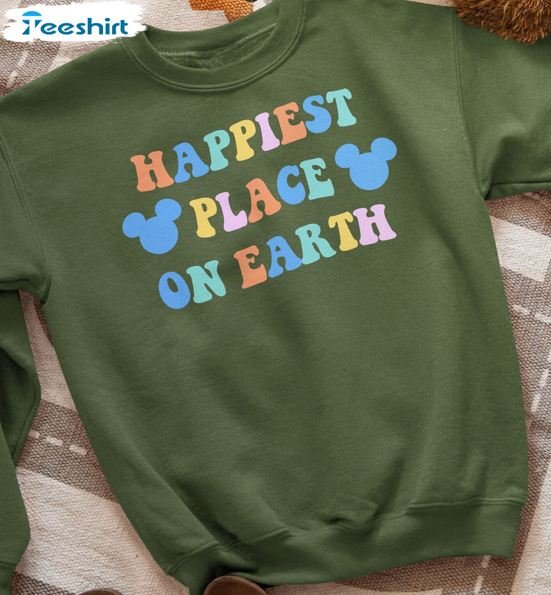 Happiest Place On Earth Funny Shirt, Disney Matching Crewneck Sweatshirt