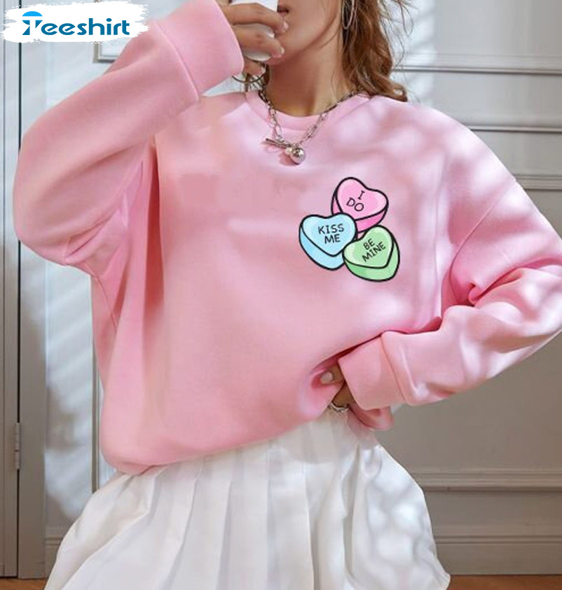 Conversation Hearts Candy Shirt, Trending Valentines Day Short Sleeve Long Sleeve