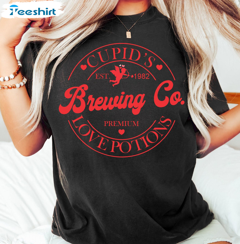 Cupid's Brewing Co Shirt, Cute Valentines Day Sweatshirt Short Sleeve