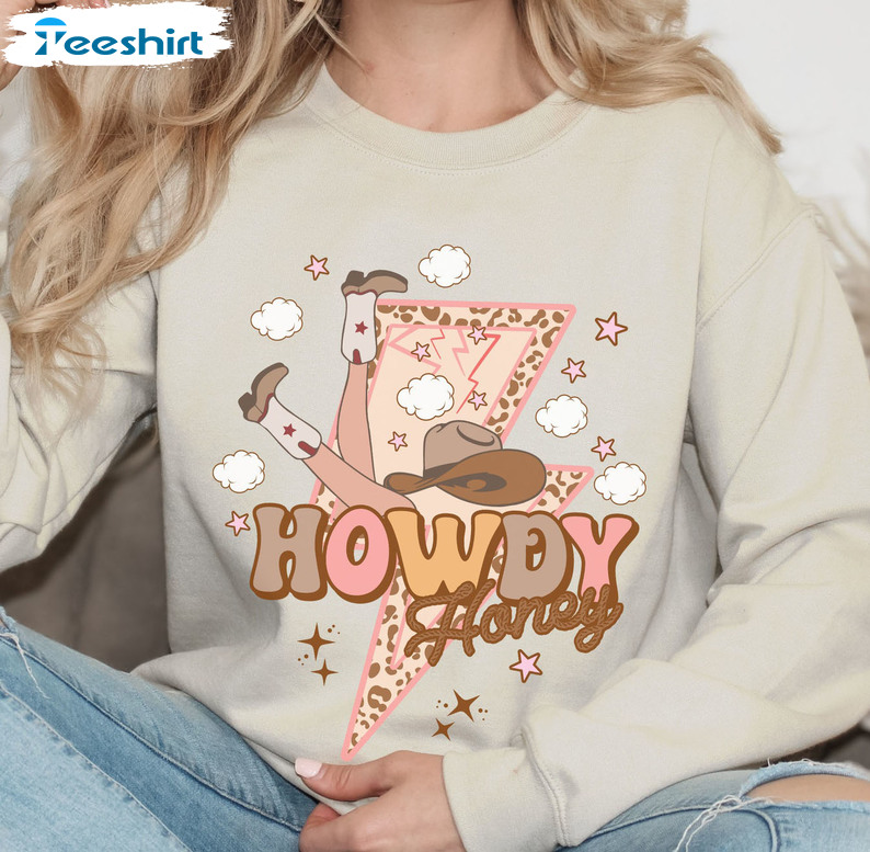 Howdy Honey Retro Valentines Shirt, Retro Western Unisex Hoodie Short Sleeve