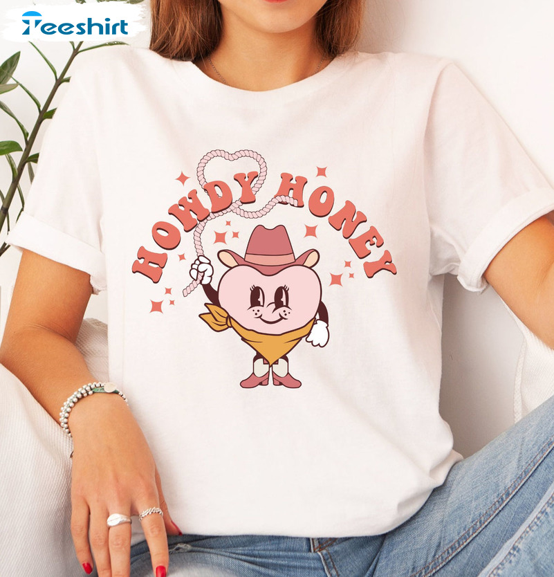 Howdy Honey Cute Shirt, Cowboys Valentines Day Short Sleeve Unisex Hoodie