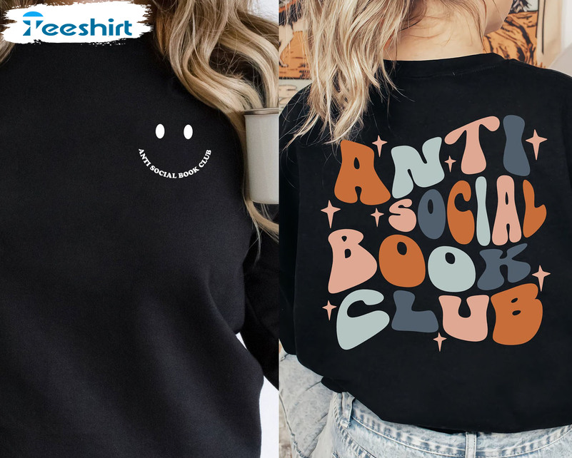 Anti Social Book Club Vintage Shirt, Bookworm Bookish Introvert Tee Tops Short Sleeve