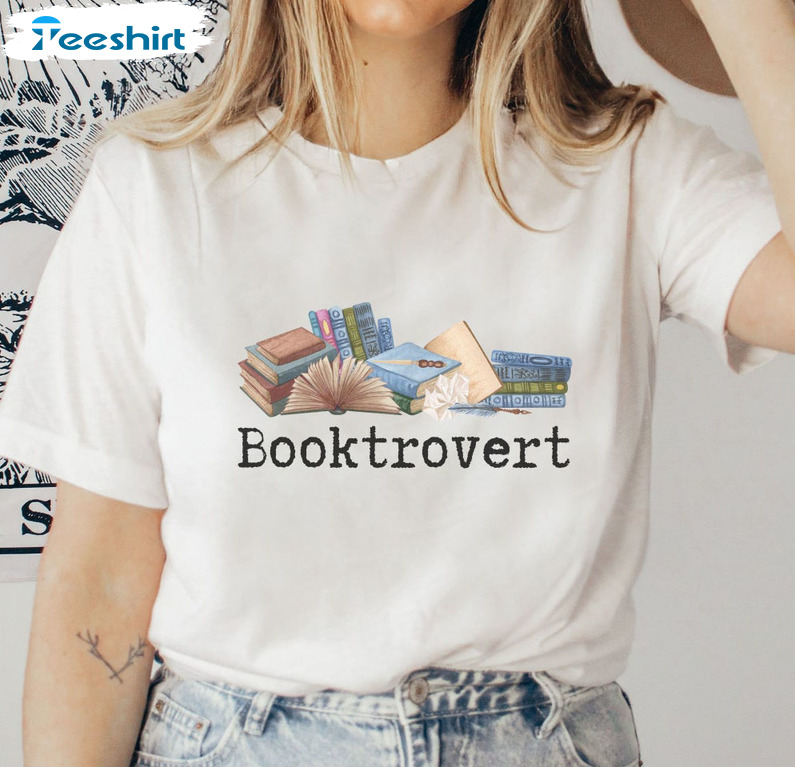 Booktrovert Vintage Shirt, Cute Book Lover Sweatshirt Long Sleeve