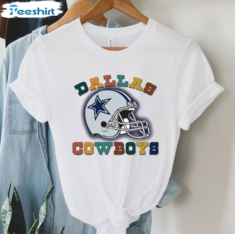 Dallas Cowboys Football Shirt, Dallas Cowboy Colorful Crewneck Long Sleeve