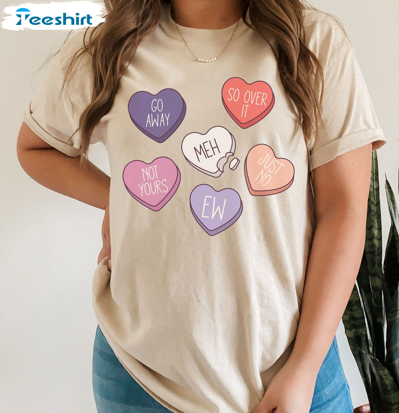 Funny Conversation Heart Shirt, Valentines Day Tee Tops Short Sleeve