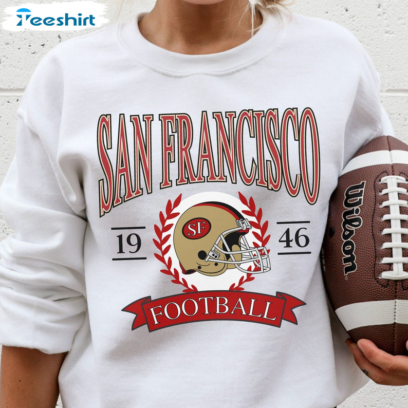 Throwback San Francisco Football Shirt, Vintage 49ers Football Short Sleeve Crewneck