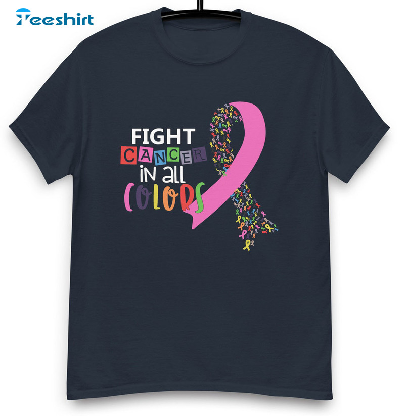 Fight Cancer In All Colors Shir, Vintage T-shirt Short Sleeve