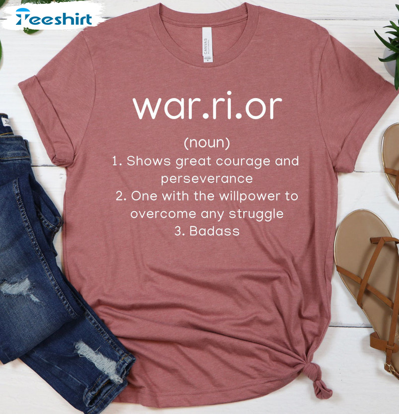 Warrior Definition Shirt, Cancer Awareness Tee Tops Short Sleeve