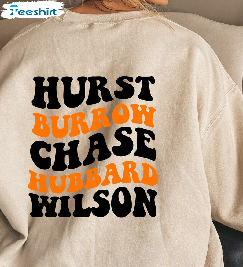 Dual Sided Wave Bengals Shirt, Burrow Chase Crewneck Short Sleeve