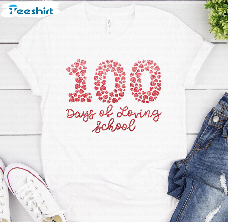 100 Days Of School Heart Shirt, Vintage Back To School Sweater Crewneck